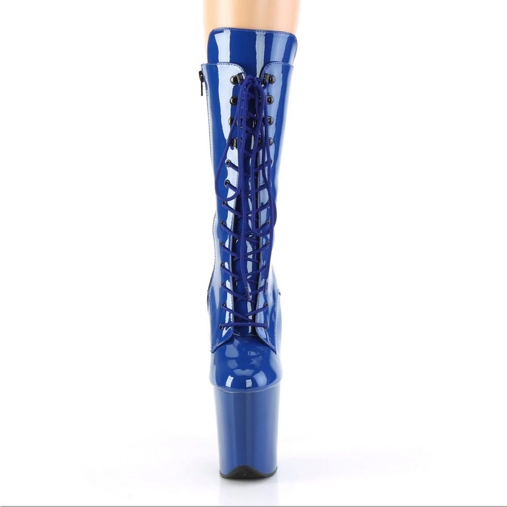 Pleaser Flamingo-1050 Royal Blue Mid Calf Boot - Picture 2 of 14